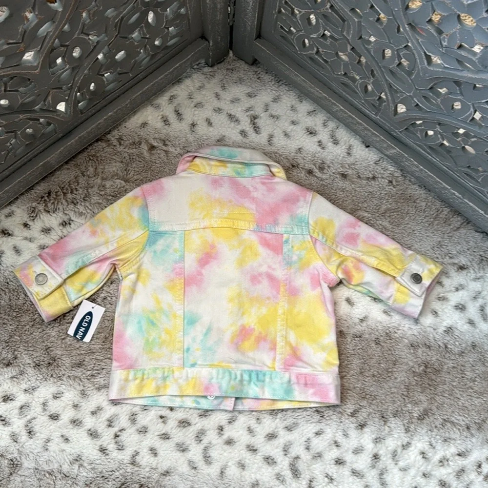 NWT! Old Navy rainbow tie dye jean jacket baby girls 3-6 months girlhoodcore